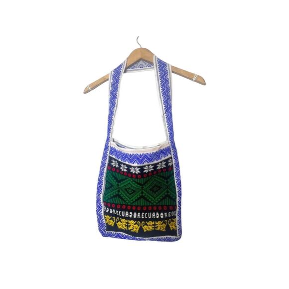 Unbranded Handbags - Vintage Hand Knitted Tote Bag Geometric Boho Cottagecore Purse Handmade Yarn Bag